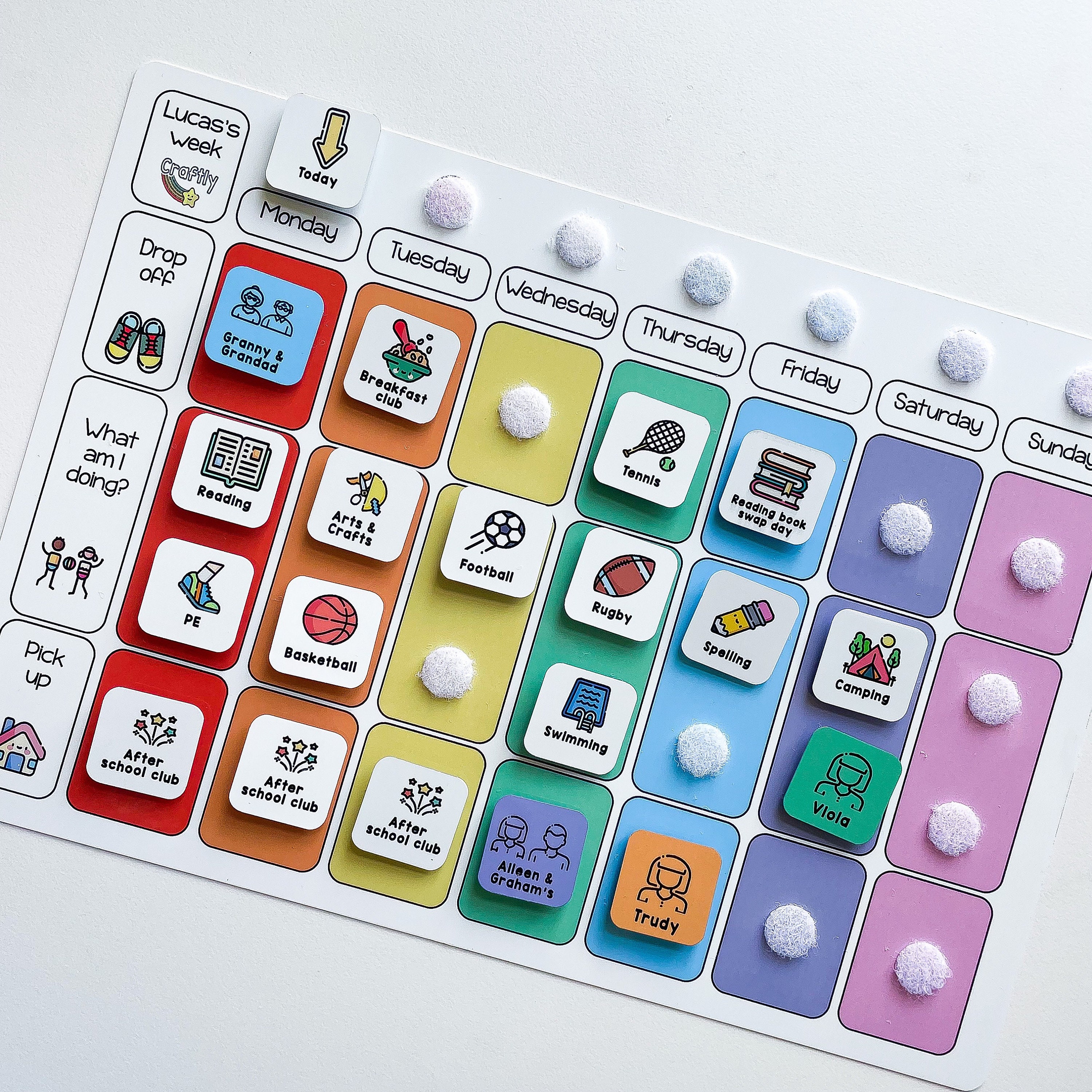 TEUVO Semainier Enfant, Calendrier Enfant Educatif Tableau Recompense avec 40 Quotidienne Activités Cartes pour Autisme Apprendre Tableau Routine Enfant 2 3 4 5 6 7 8 Ans Horaire de Travail & Repos