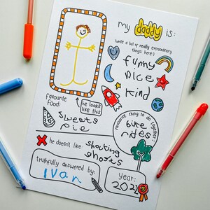 Cadeau d'activité pour la fête des pères, mon papa est, cadeau pour enfants pour papa, carte de fête des pères, cadeau papa personnalisé, idées réfléchies pour papa