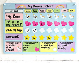 Unicorn Reward Chart - Behaviour Chart - Kids Chores - Childrens Routine - Girls Reward Chart - Daily Routine - Chore Chart - Autism Kids