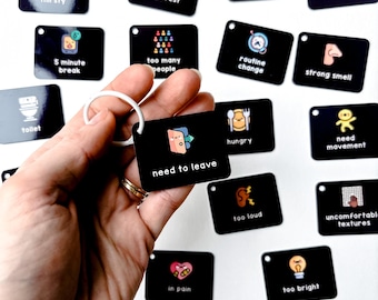 Sensory Triggers Overstimulation Keyring for Autistic Kids and Adults Nonverbal Communication Tool