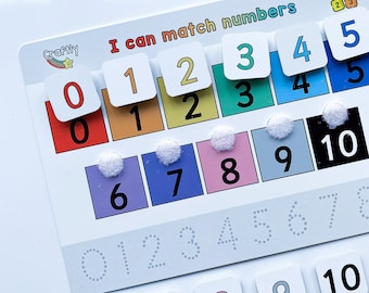 Number Matching Activity, Preschool Learning for Children, Montessori Activity, Busy Book, Nursery Kindergarten, Number Recognition