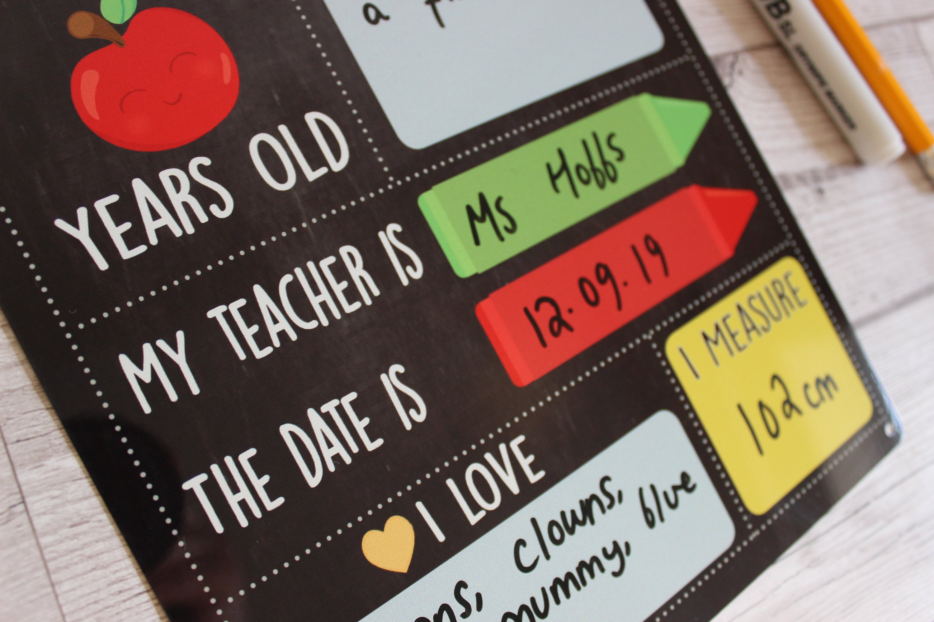 First Day of School Sign, Starting School Gift, Personalised Photo Prop Keepsake, School Chalkboard, Nursery Preschool Age Milestones