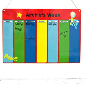 Kids Weekly Planner - Children's Routine Chart - Weekschema - Kinderdagboek - Ochtendroutine - Dagelijkse routine - Superhero Planner