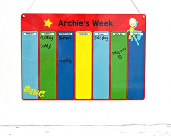 Kids Weekly Planner - Children's Routine Chart - Weekly Schedule - Childrens Diary - Morning Routine - Daily Routine - Superhero Planner