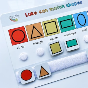 Childrens Shape Matching Activity, Toddler Personalised Gift, Montessori Learning, Busy Book, Autism, Preschool Nursery