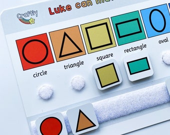 Childrens Shape Matching Activity, Toddler Personalised Gift, Montessori Learning, Busy Book, Autism, Preschool Nursery