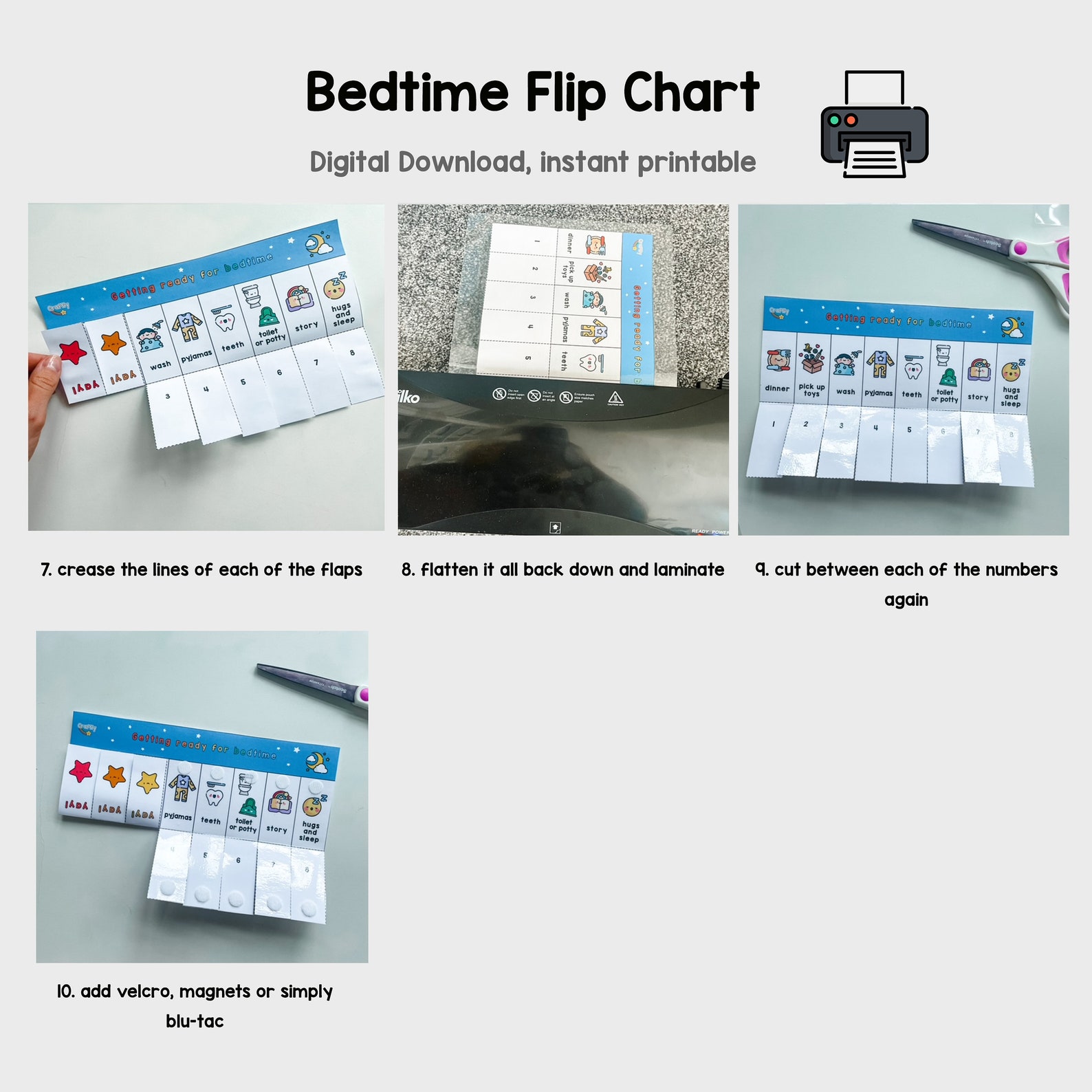 Bedtime Routine Flip Chart for Children, Visual Timetable for Kids, ASD ...
