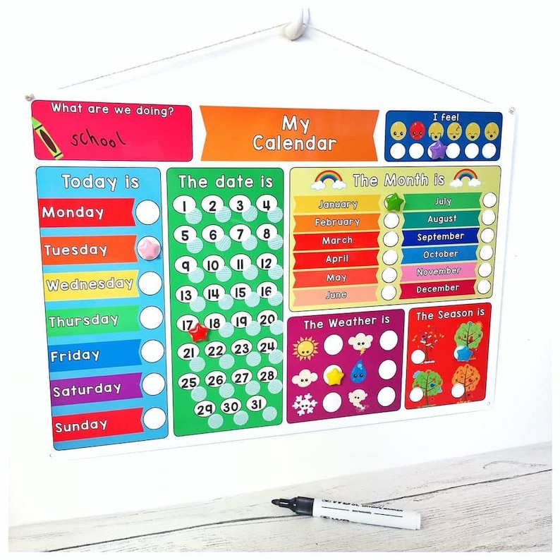 Childrens Calendar Weather Chart Educational Learning | Etsy