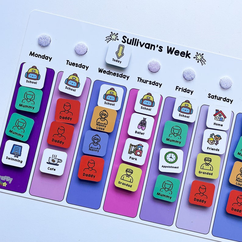 Weekly Planner for Girls and Boys, Pink Calendar Kids, Childrens Visual ...