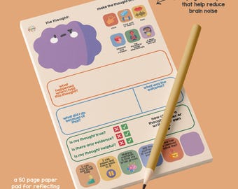Negative Thoughts Reflection Paper Pad for Self Esteem and Anxiety
