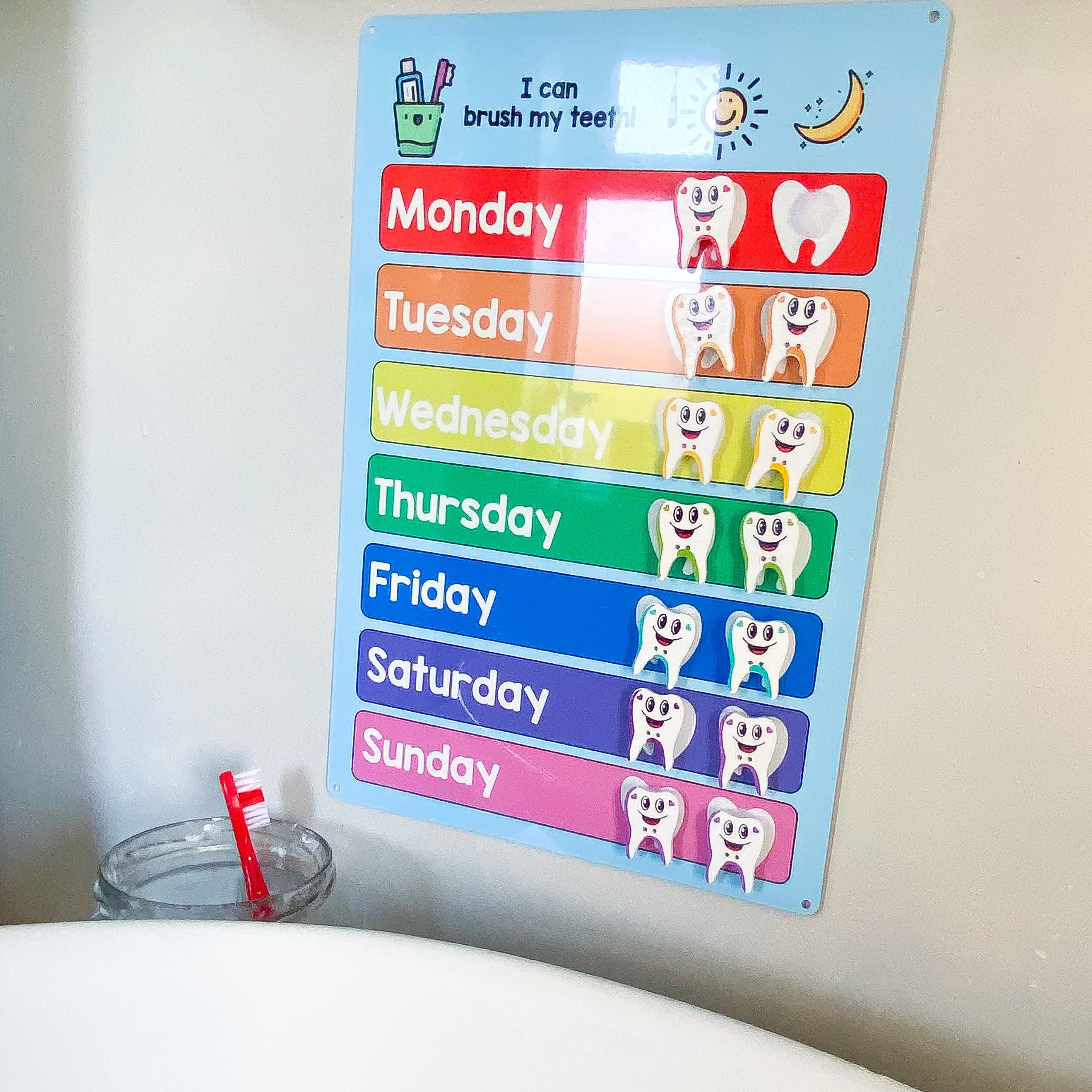 Kids Brushing Teeth Reward Chart for Healthy Teeth, Childrens Routine Chart for Mornings