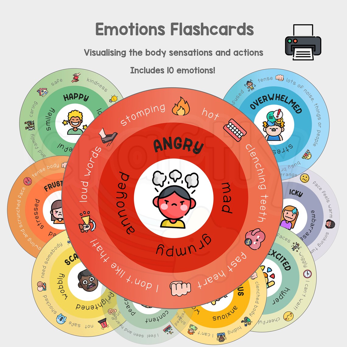 Emotions Flashcards for Children Digital Download Kids Etsy UK
