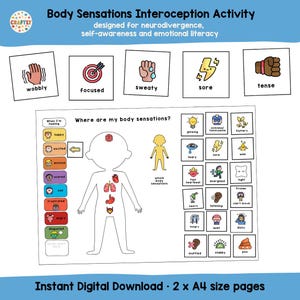 Emotions and Sensations Emotions Activity for Kids - Mindfulness for Children - Digital Download - Childrens Therapy and ELSA Resources