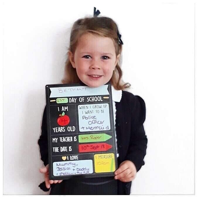 First Day of School Sign, Starting School Gift, Personalised Photo Prop Keepsake, School Chalkboard, Nursery Preschool Age Milestones