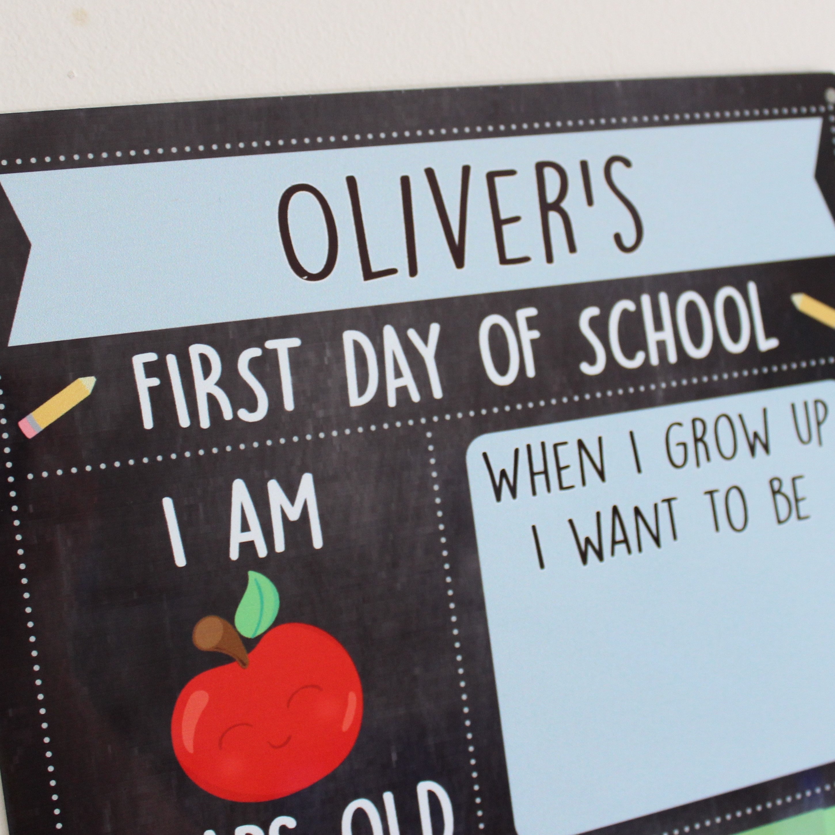 First Day of School Sign, Starting School Gift, Personalised Photo Prop Keepsake, School Chalkboard, Nursery Preschool Age Milestones