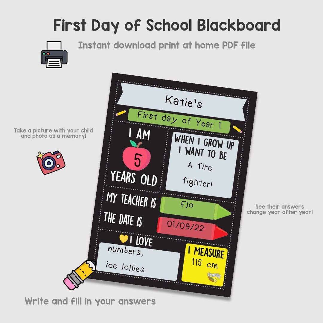 First Day of School Memory Blackboard, Starting School Keepsake Gift ...
