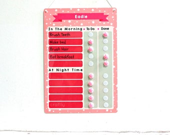 Kids Reward Chart - Chores Chart - Childrens Pocket Money - Autism - Morning Routine - Evening Routine - Kids Routine Chart - Girls Reward