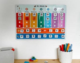 Kids Weekly Daily Planner, Visual Timetable for Children, Schedule Daily Routine, Now and Next, Personalised Week Autism Visual