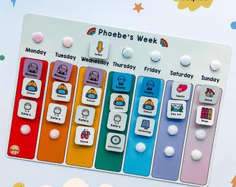 Children&#39;s Weekly Planner, Visual Timetable for Kids, Daily Routine Schedule, Personalised Days of the Week Autism Visual, Now and Next