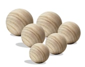 Round Wood Balls Sphere for Craft in SIX (6) Different Sizes, Natural Color