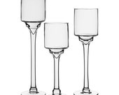 10 Sets Pillar Candle Hurricane Pedestal Holders Set of 3, Glass Pedestal Candle Holders Centerpiece, Wedding Stem Hurricanes Total 30 pcs