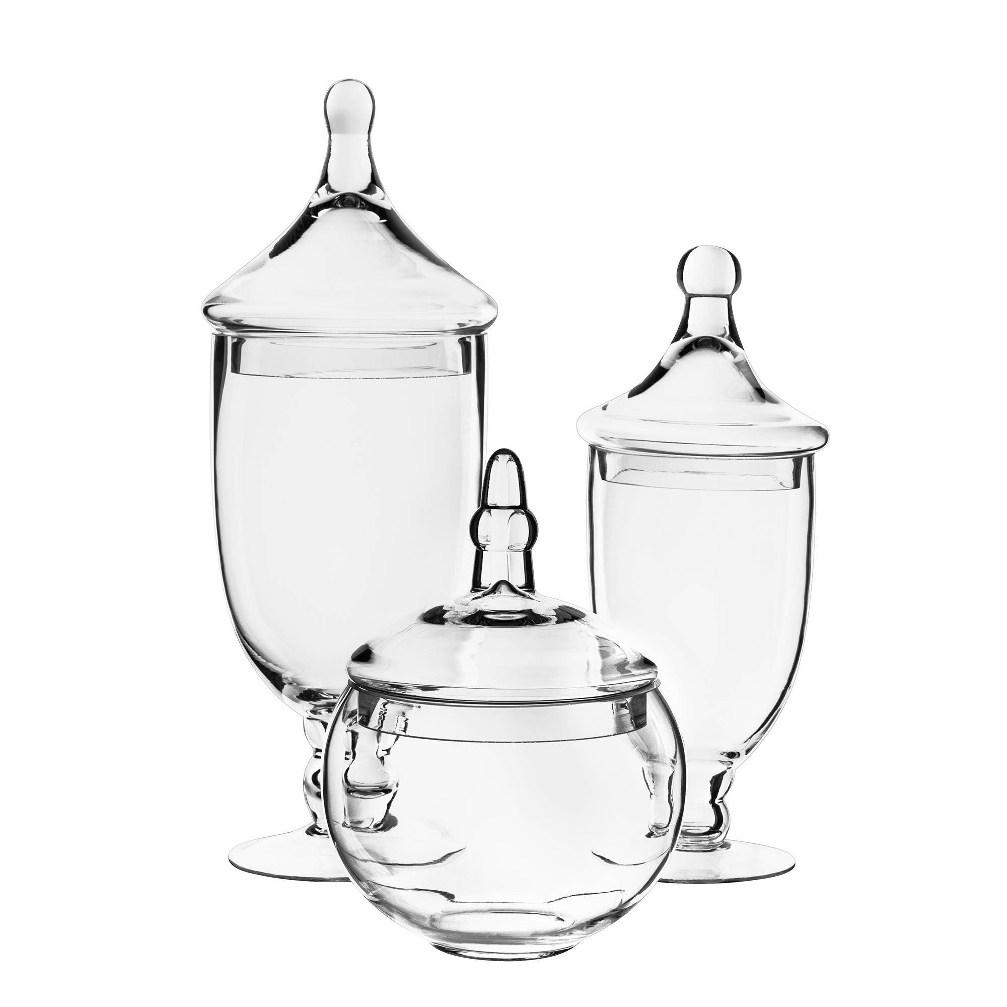 Glass Apothecary Jar Set Of 3 Candy Buffet Jar with Lids Etsy