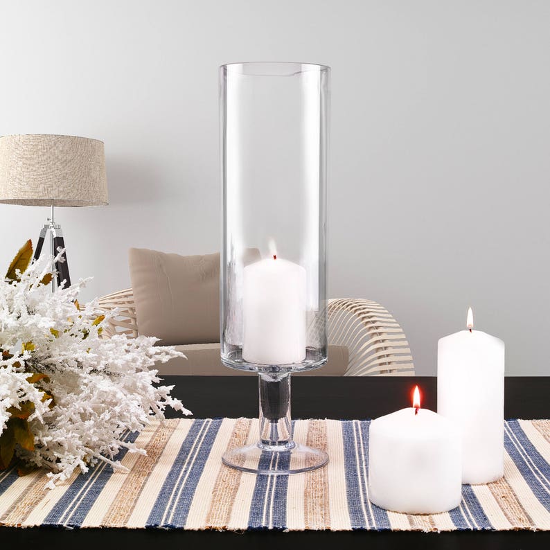 Pedestal Style Long Stem Hurricanes Glass Candle Holder. H Etsy