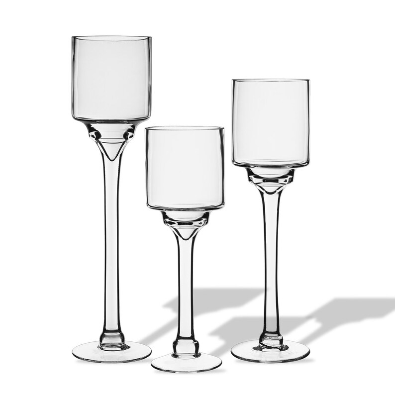 Set of 3 Pillar Candle Hurricane Pedestal Holders 3 pcs Set Etsy