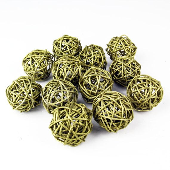 12 Pcs Rattan Ball 2 Inches Small Gold Craft Handmade Wedding Etsy