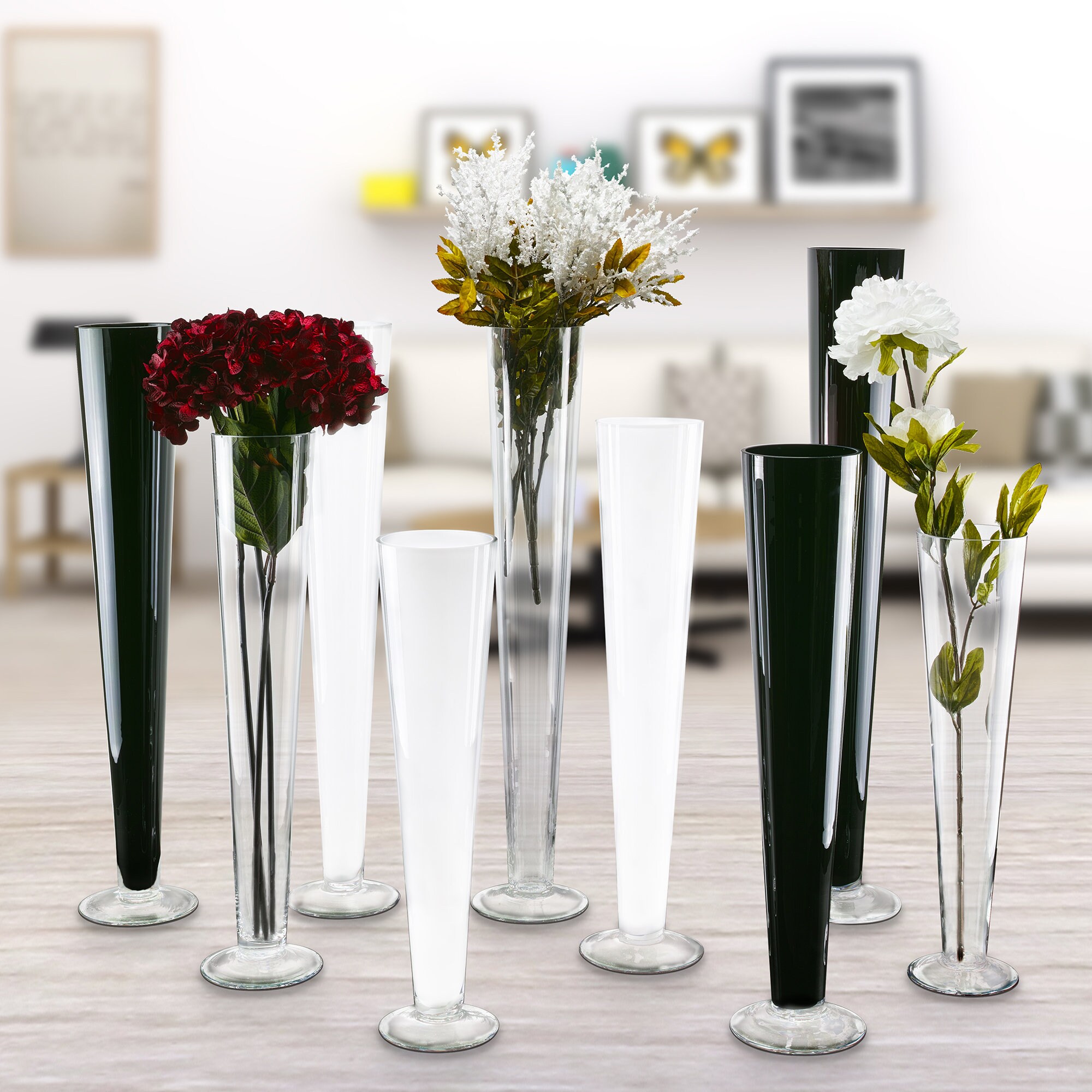 Glass 24 Trumpet Vases Clear Pilsner Vase for Wedding Party Etsy