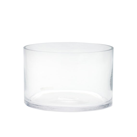 Glass Cylinder Vase D 12 Hand Blown Wide Opening Glass Etsy