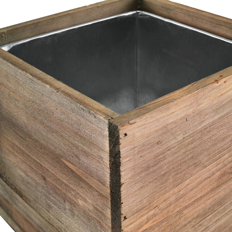 5x5 Cube Wood Planter Boxes With Zinc Metal Liner Etsy