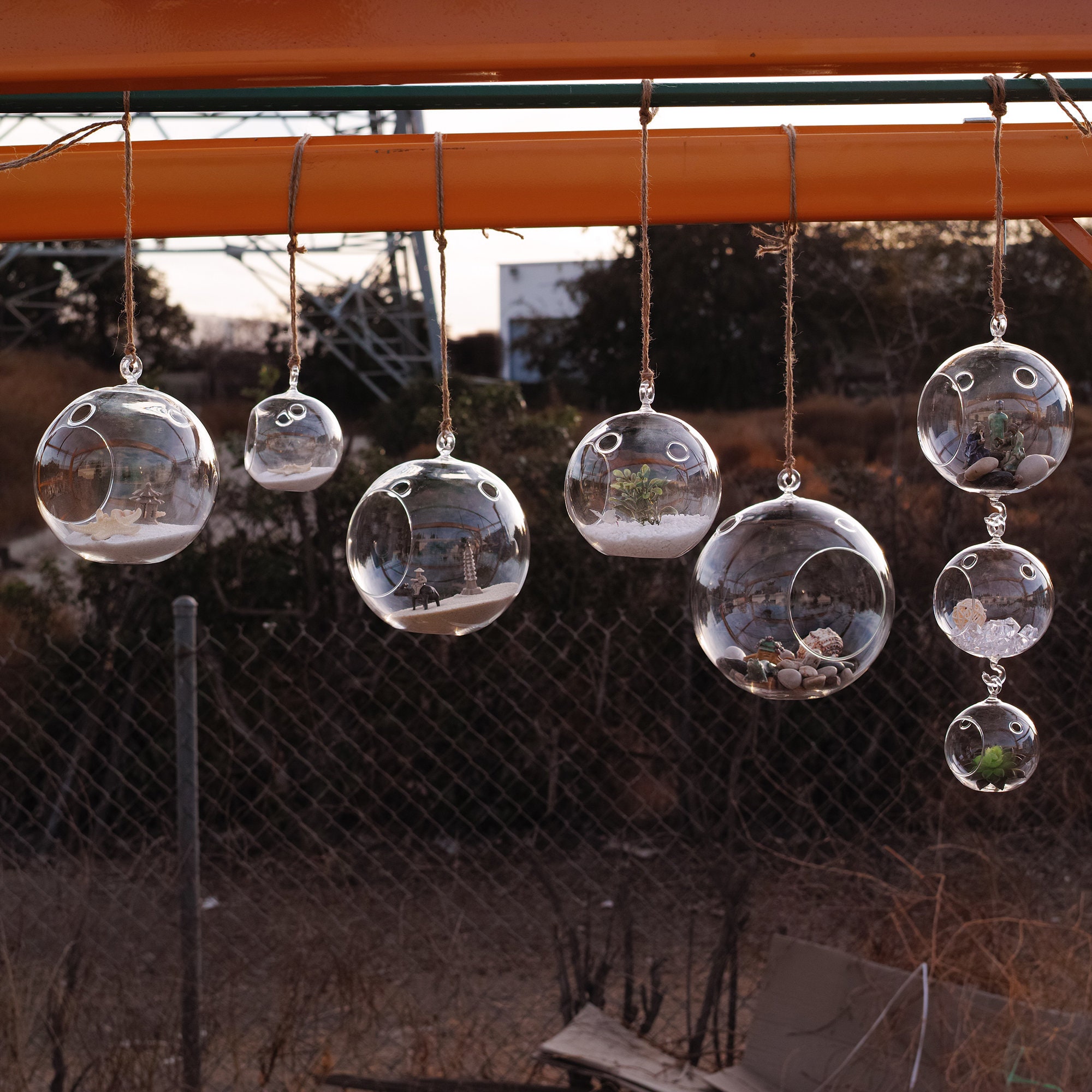 Hanging 6 Glass Terrarium Glass Orbs Terrarium Holder Etsy