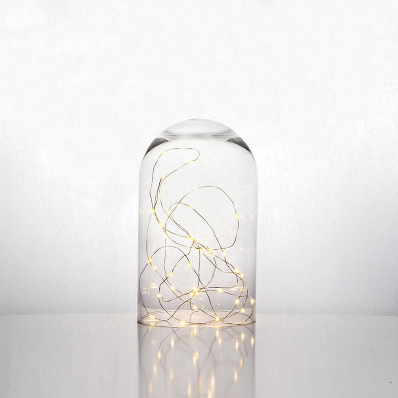 Clear Glass Cloche Dome H-12.5/" D-8/" with Rope /& Wood Base Display Decor 1 PC
