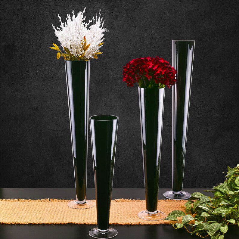 Glass 32 Trumpet Vases Black Pilsner Vase for Wedding Party Etsy