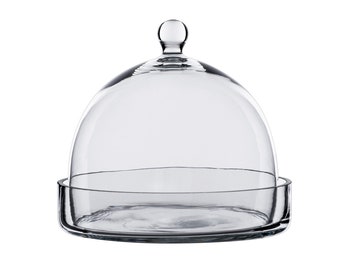 Glass Cloche 7.5 inches Tall with Tray (including Glass Tray)