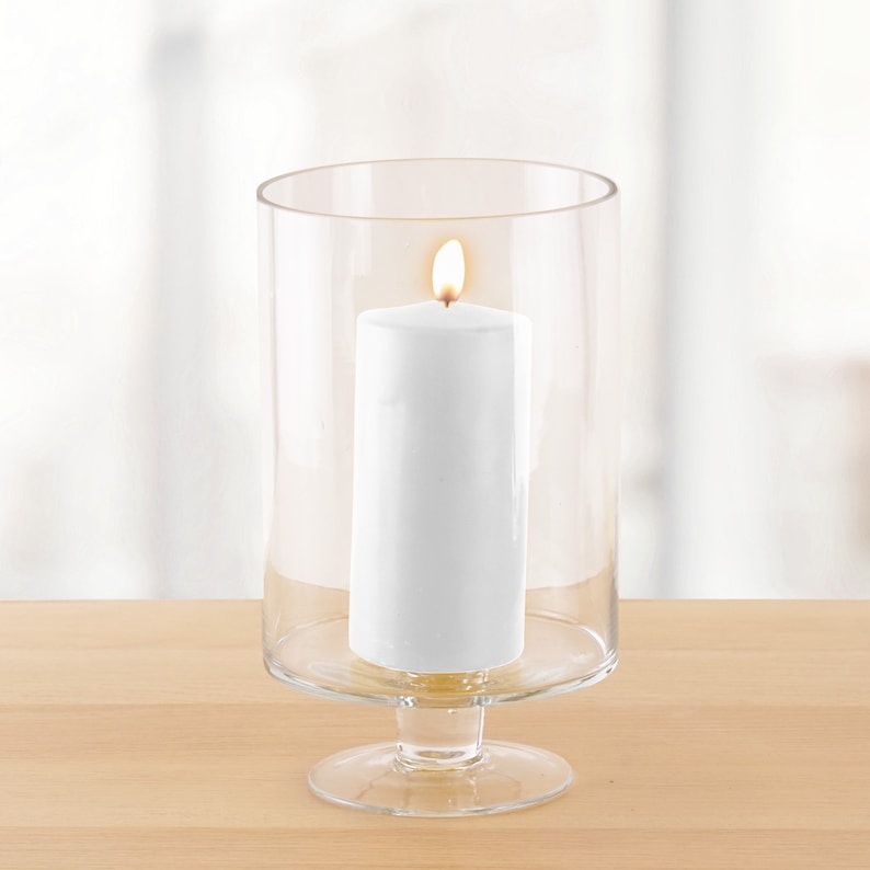 Pillar Candle Hurricane H9 Pedestal Holders Tall Glass Etsy