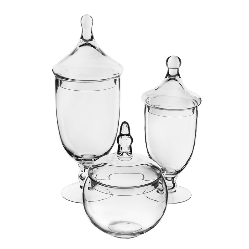 Glass Apothecary Jar Set Of 3 Candy Buffet Jar with Lids Etsy
