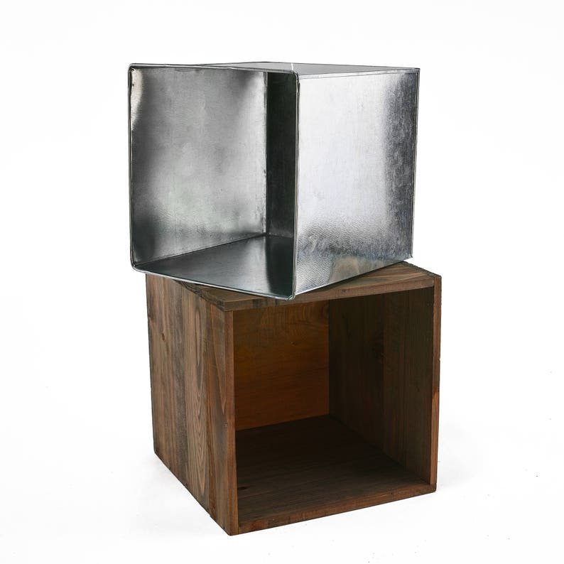 Cube Wood Planter Boxes With Zinc Metal Liner Multiple ...