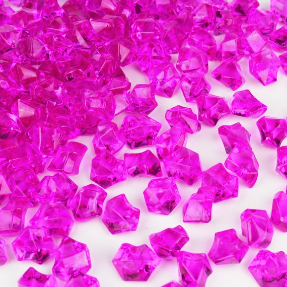 Fuchsia Acrylic Ice Chips Table Scatter Confetti Floral Arranging Vase Fill 1lb