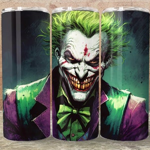 Dark fantasy a mad joker clown Skinny Tumbler Wrap size 20 / 30 oz  sublimation straight & tapered PNG file Ver.7