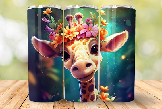 Digital Download Skinny Tumbler Wrap Cute Giraffe Cartoon Size 20