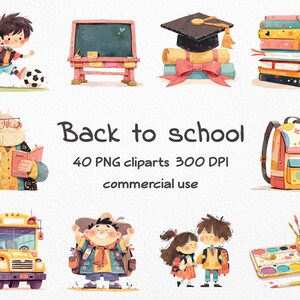 Back To School 40 PNG clipart cut files transparent graphic printable sublimation digital scrapbooking for commercial use