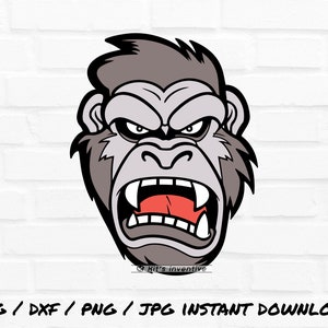 Angry gorilla svg png jpg file clipart vector stencil silhouette layered color