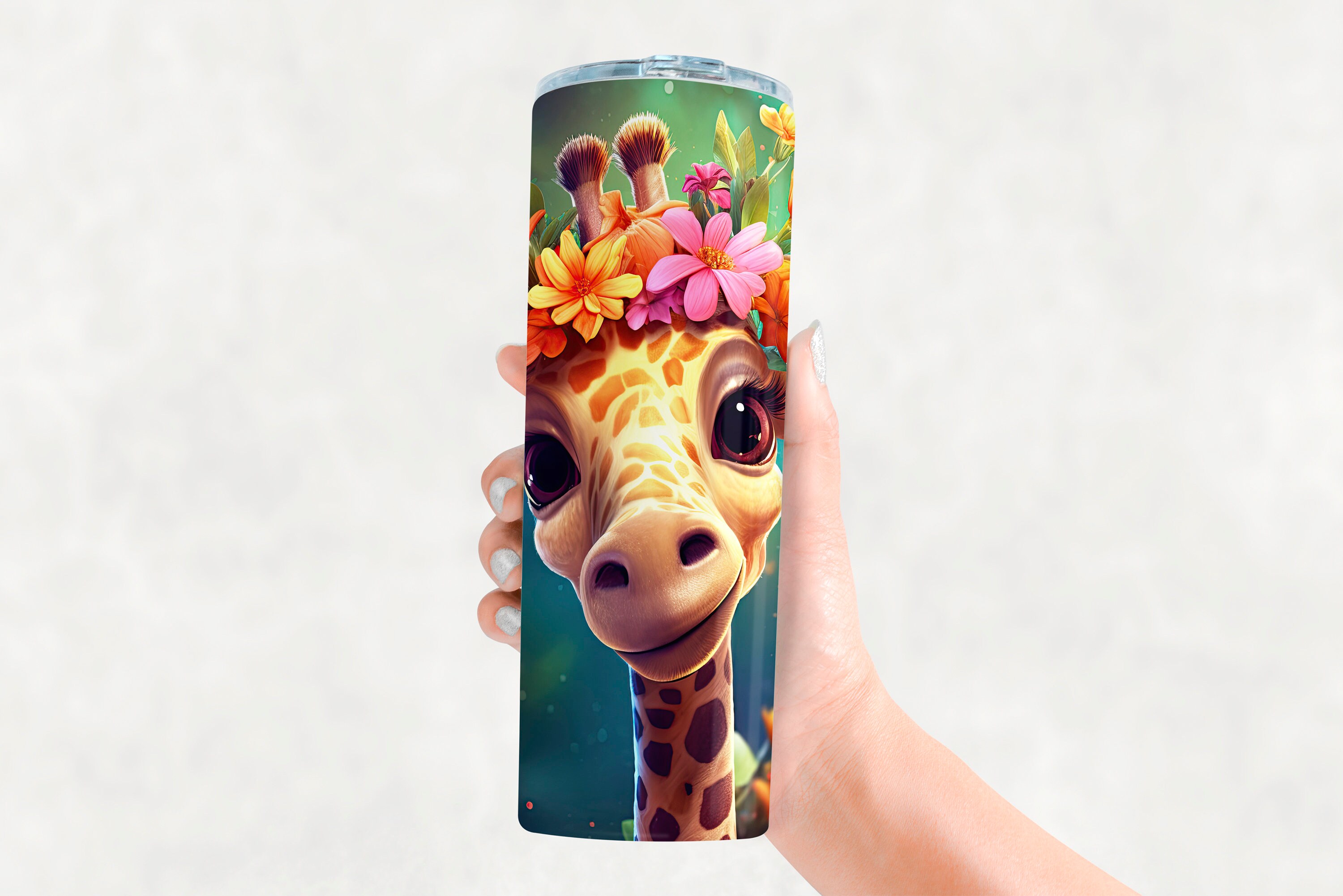 Watercolor Cute Giraffe Tumbler Wrap 20 oz (2748148)
