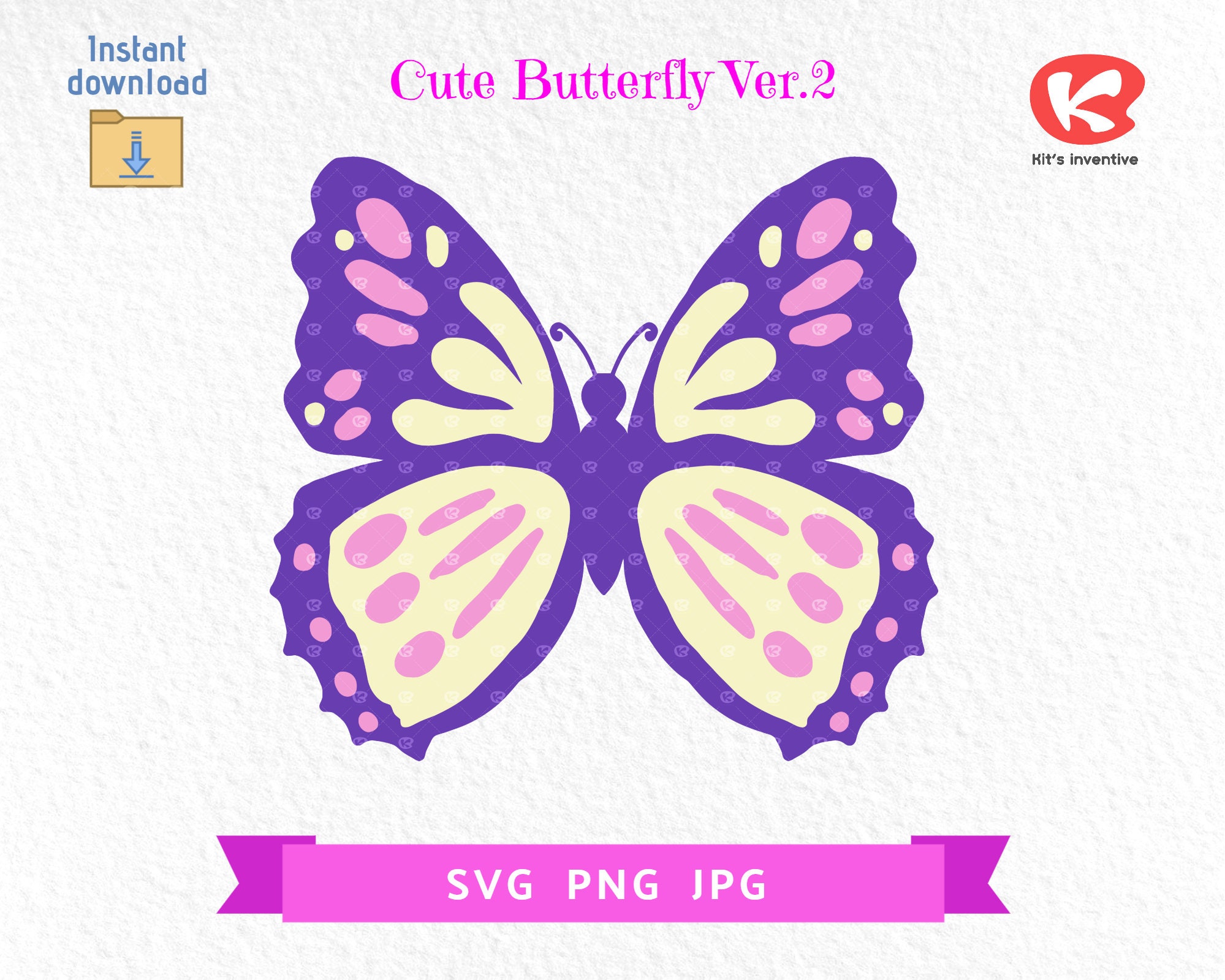 Cute butterfly ver.2 svg png jpg file clipart vector stencil | Etsy