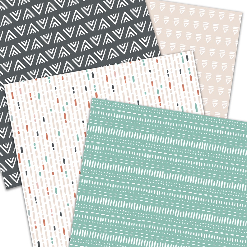 Boho Digital Paper Doodles Scrapbook Paper Seamless Etsy