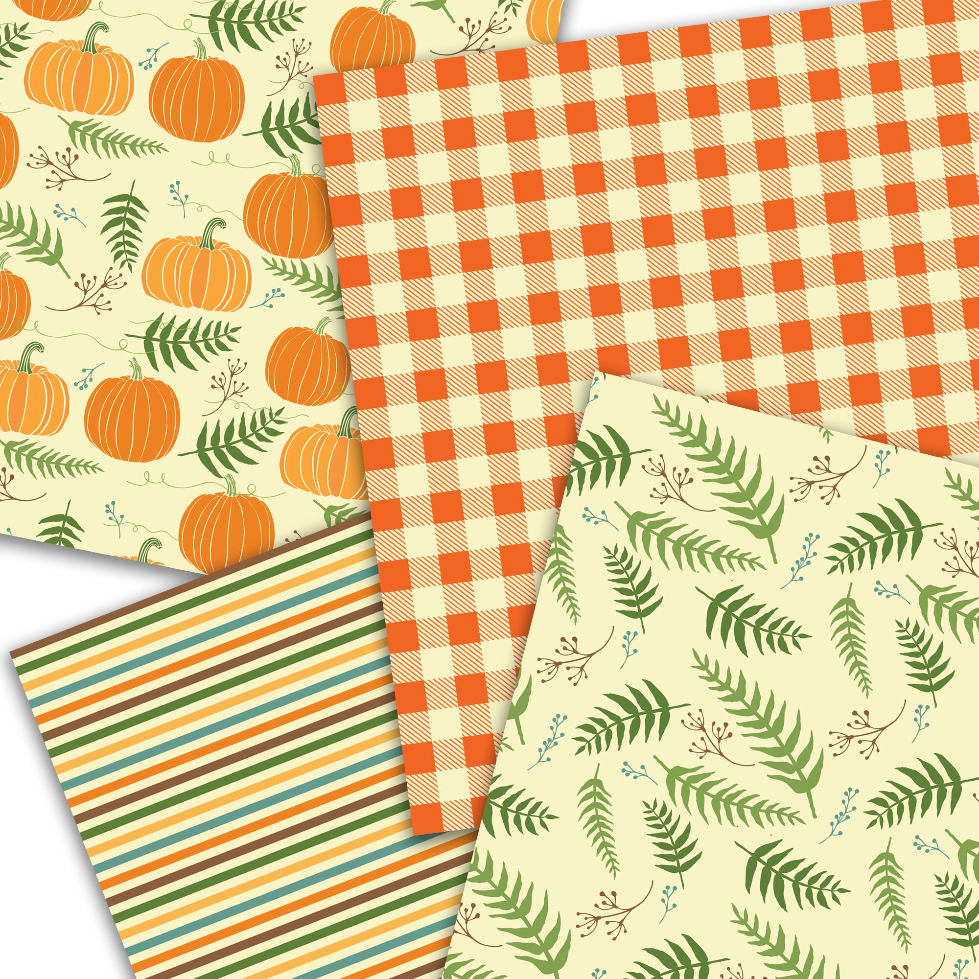 Fall Digital Paper Autumn Scrapbook Paper Pumpkin Background Leaves ...