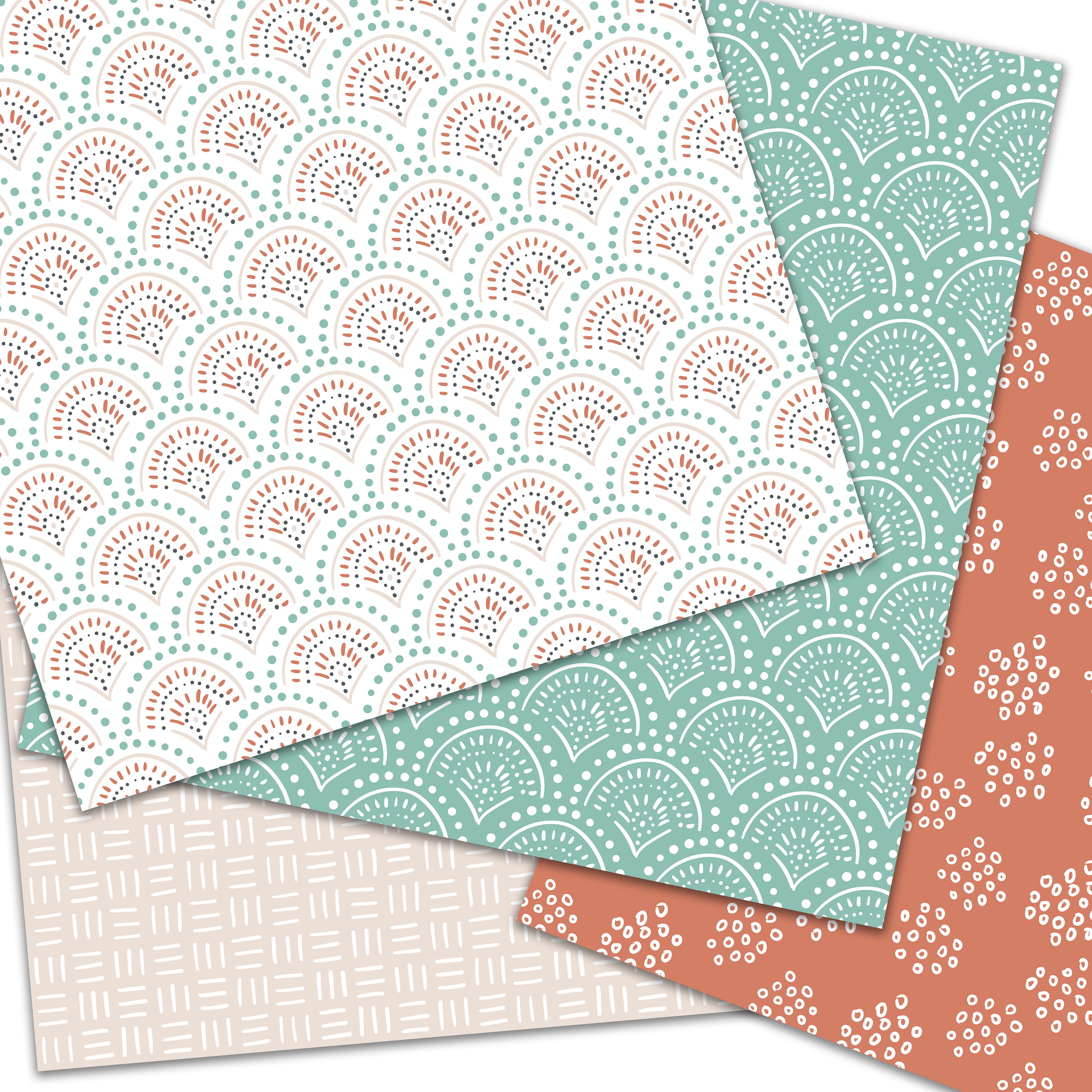 Boho Digital Paper, Doodles Scrapbook Paper, Hand Drawn Patterns, Junk