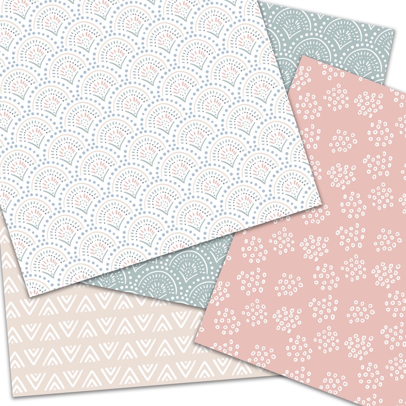 Boho Digital Paper, Doodles Scrapbook Paper, Seamless Patterns ...